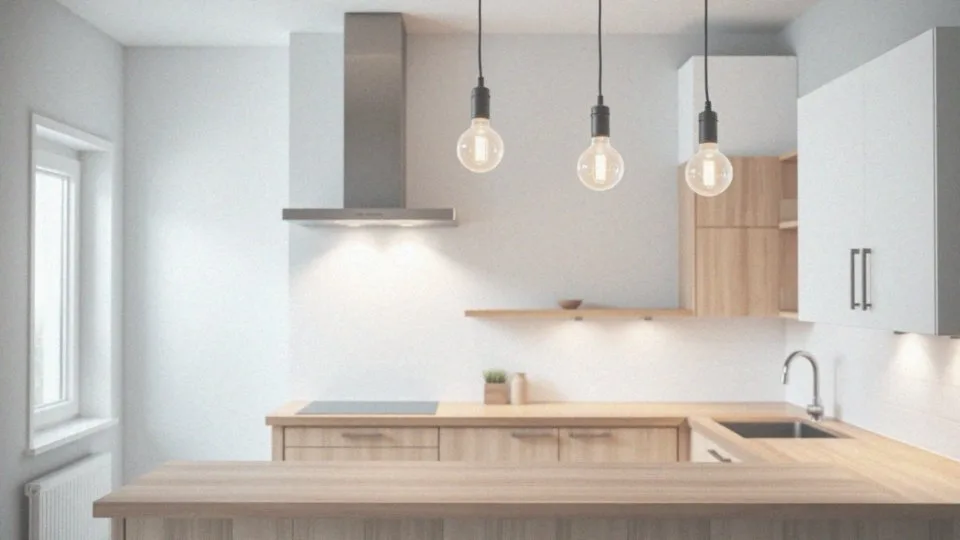 Jakie oświetlenie jest najlepsze dla jasnoszarej kuchni z drewnianym blatem?